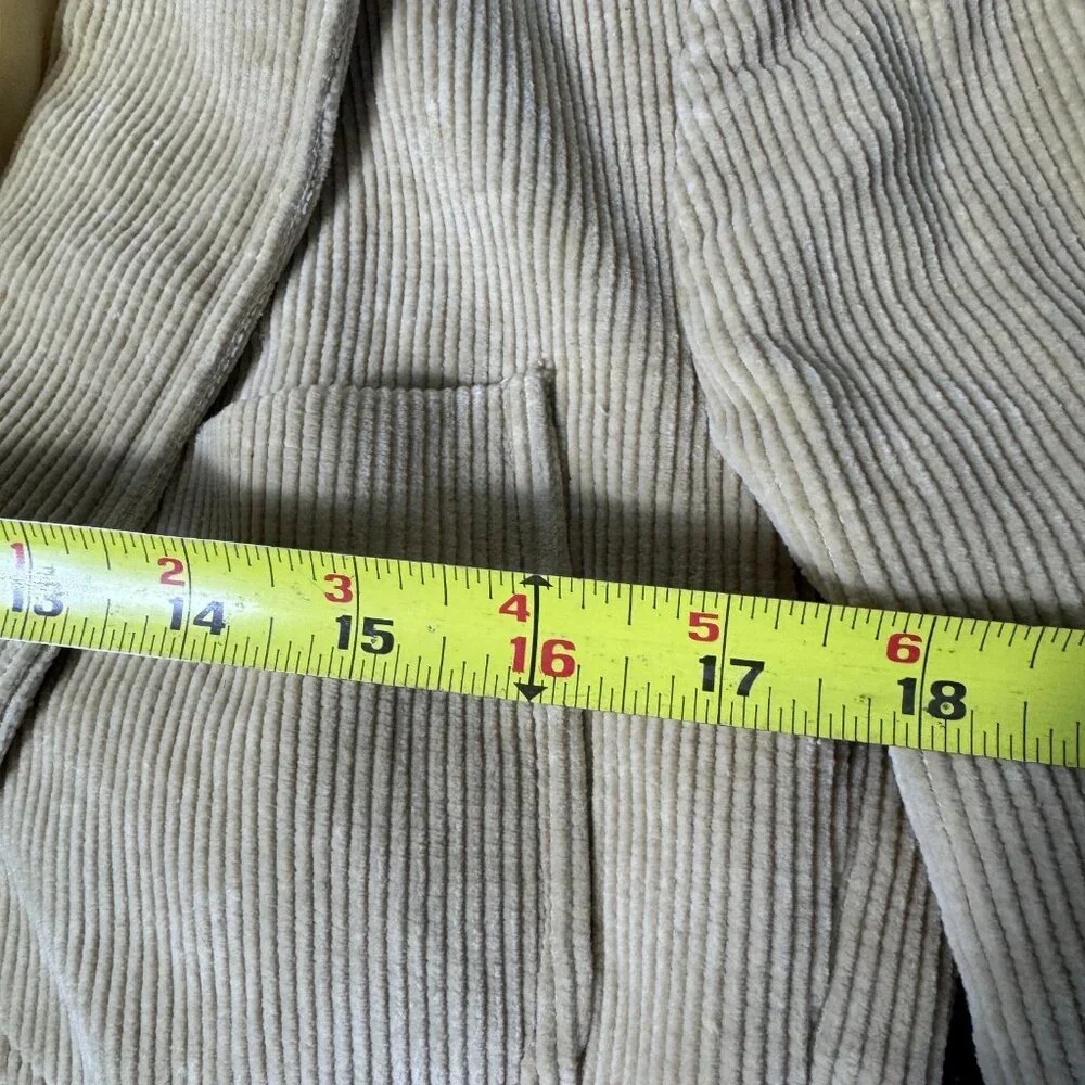 Vtg Brad Whitney‎ Men's Corduroy Blazer Beige Elbow Patch Lined Single Breasted